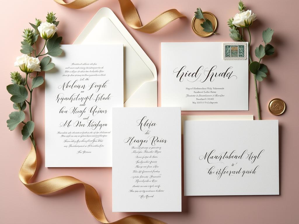 Luxury wedding invitation with custom calligraphy